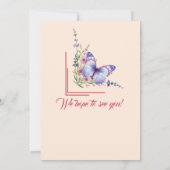 女性の送別会 花を添えたエレガントなボーダー 招待状 (裏面)