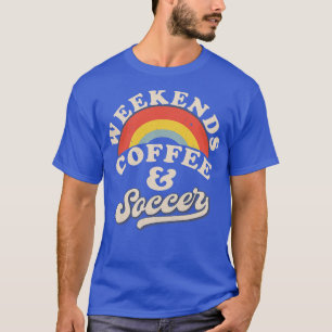 女性の週末コーヒーとサッカーレトロサッカーママ Tシャツ