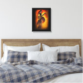 女性の遊ギターレッドスカイ抽象芸術オリジナルアート キャンバスプリント (インサイチュ (寝室))