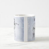 女性の遊バイオリンヴィンテージイラストレーション コーヒーマグカップ (中央)