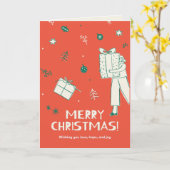 女性の運クリスマスプレゼントのスケッチ カード (黄色い花)