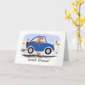 女性の運転試験に合格したおめでとう カード (黄色い花)