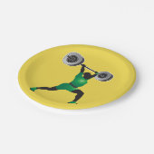 女性の重量挙げの紙皿 ペーパープレート (アングル)