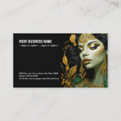 女性の金ゴールドジュエリーとグリーンフローラTouchh675 名刺 (裏面)