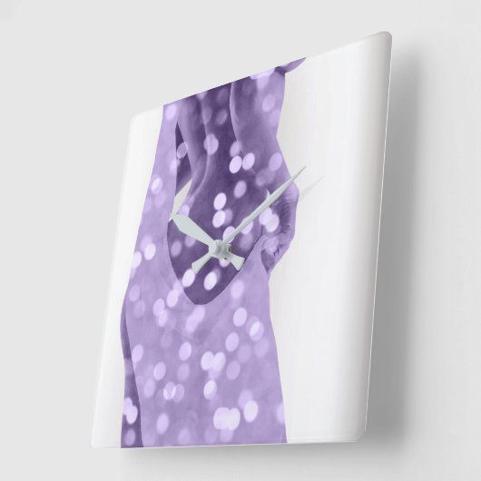 女性の金星の体の銀製灰色のすみれ色の紫色 スクエア壁時計 (傾斜)