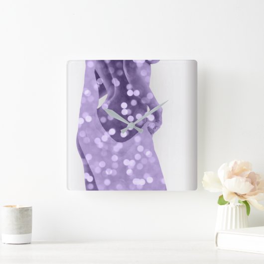 女性の金星の体の銀製灰色のすみれ色の紫色 スクエア壁時計 (ホーム)