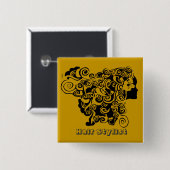 女性の長いヘアーサロンの昇進の美容師 缶バッジ (正面&裏面)