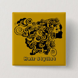 女性の長いヘアーサロンの昇進の美容師 缶バッジ