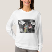 女性の長い袖ティー。ハッピーバースデー牛とja tシャツ (正面)