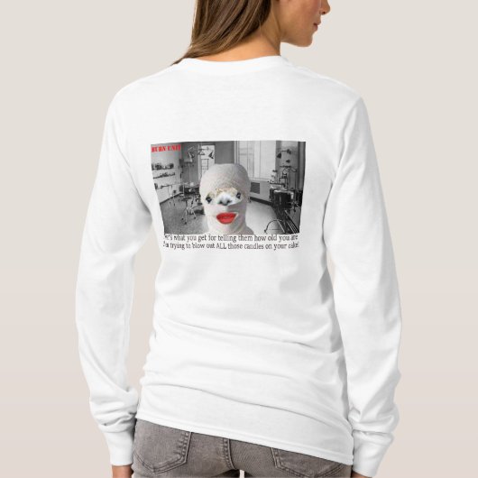 女性の長い袖ティー、バーンユニット Tシャツ (裏面)