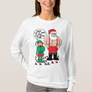 女性の長袖のクリスマス Tシャツ