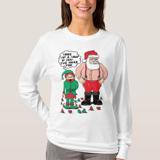 女性の長袖のクリスマス Tシャツ (正面)