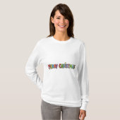 女性の長袖のクリスマス Tシャツ (正面フル)