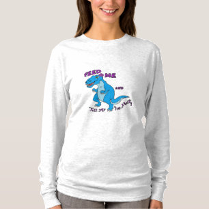 女性の長袖のTシャツ- Tレックスは私を食べ物を与えます Tシャツ
