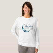 女性の長袖ティー(バックのスローガン) Tシャツ (正面フル)