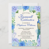 女性の青い花の送別会 招待状 (正面)