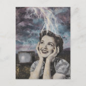 女性の青と紫の空の帯電カラー ポストカード (正面)