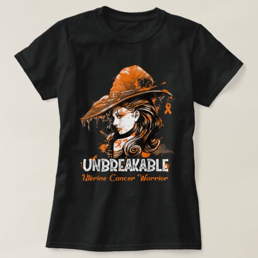 女性の面白いハロウィーン子宮がん戦士アンブル Tシャツ (デザイン正面)