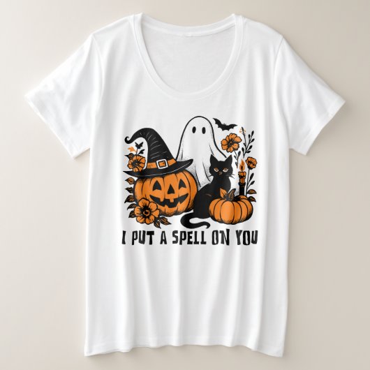 女性の面白いハロウィーン プラスサイズTシャツ (デザイン正面)