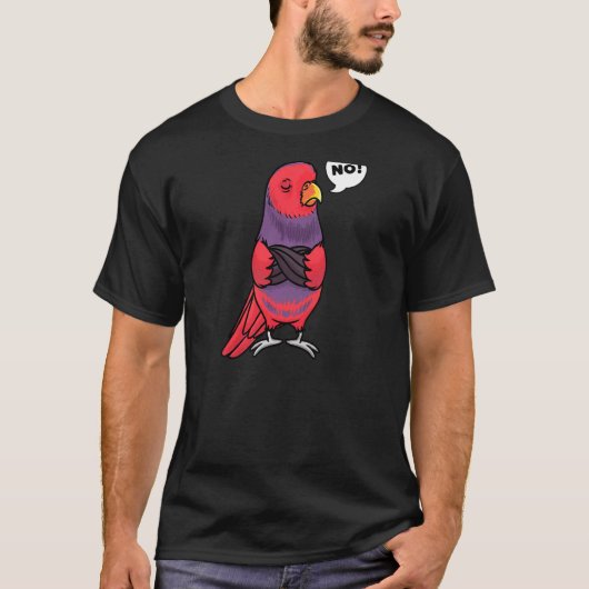 女性の頑固なバイオレット首のロリーオウム Tシャツ (正面)
