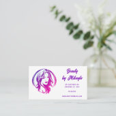 女性の頭と美容師サロン 名刺 (スタンド正面)