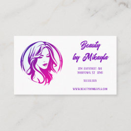 女性の頭と美容師サロン 名刺