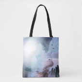 女性の頭のシルエット祈と手 トートバッグ (正面)