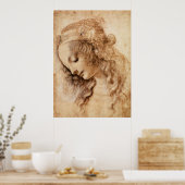 女性の頭 ポスター (キッチン)