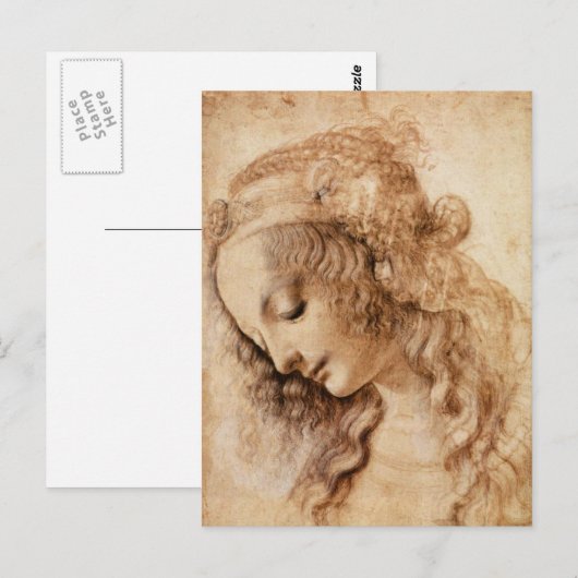 女性の頭 ポストカード (正面/裏面)