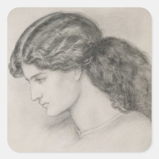 女性の頭, 1861 (紙の鉛筆) スクエアシール (正面)