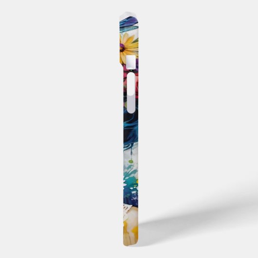 女性の顔とバラとデイジーの水色 Case-Mate iPhoneケース (裏面 / 左)