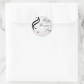 女性の顔と幸せな女性のデイカード ラウンドシール (バッグ)