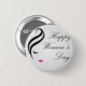 女性の顔と幸せな女性のデイカード 缶バッジ (正面&裏面)