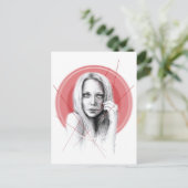 女性の顔と赤いハロー不気味な美しいダークアート ポストカード (スタンド正面)