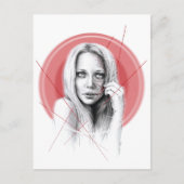 女性の顔と赤いハロー不気味な美しいダークアート ポストカード (正面)