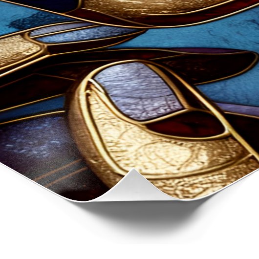 女性の顔のステンドグラスの抽象芸術アート ポスター (コーナー)