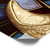 女性の顔のステンドグラスの抽象芸術アート ポスター (角)