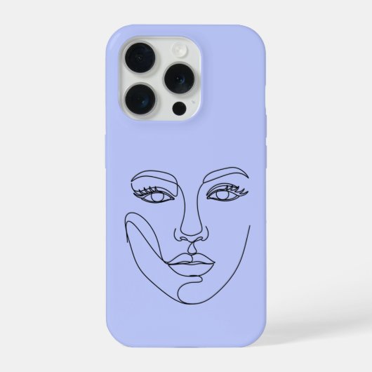 女性の顔の抽象的なモダンラインアートデザイン iPhoneケース (裏面)