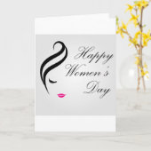 女性の顔を搭載する幸せな女性の日カード カード (黄色い花)