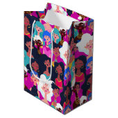 女性の顔パターン ミディアムペーパーバッグ (正面アングル)