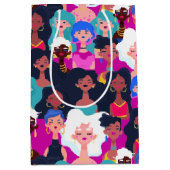 女性の顔パターン ミディアムペーパーバッグ (正面)