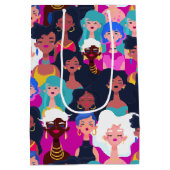 女性の顔パターン ミディアムペーパーバッグ (裏面)