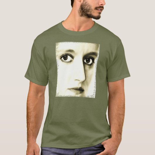 女性の顔絵を描/スケッチ Tシャツ (正面)