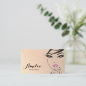 女性の顔美しいサロンとスパ金ゴールド 名刺 (スタンド正面)