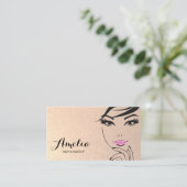 女性の顔美しいサロンとスパ金ゴールド 名刺 (スタンド正面)