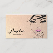 女性の顔美しいサロンとスパ金ゴールド 名刺 (正面)