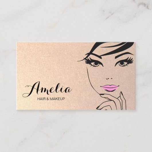 女性の顔美しいサロンとスパ金ゴールド 名刺 (正面)