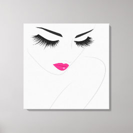 女性の顔長いlashes Lash Extension Line art キャンバスプリント