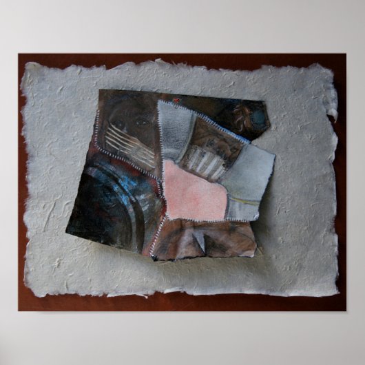 女性の顔,引っ掻き,涙コラージュ – ポスター (正面)