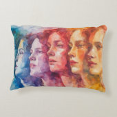 女性の顔 – 水色絵を描の アクセントクッション (裏面)